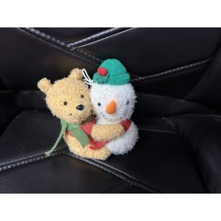 Plush Pooh & Snowman Ornament